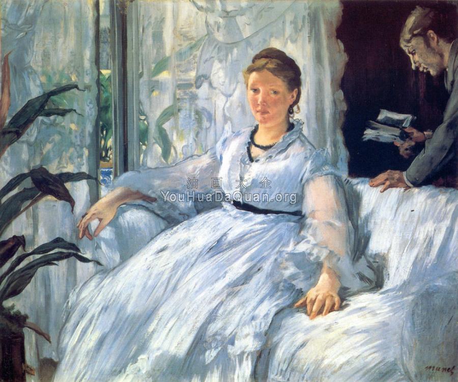Reading ( Mme Manet and Leon) - 爱德华·马奈